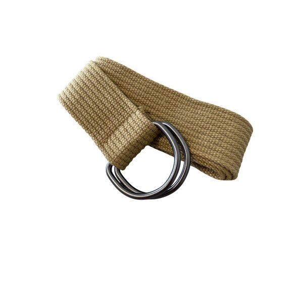 Canvas Belt Metal D Ring Buckle Tan Adjustable Outdoor Utility Durable Workwear - Picture 1 of 6